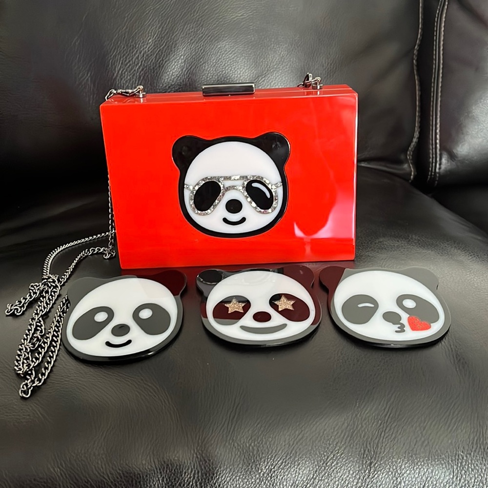 Panda acrylic clutch/bag on chain